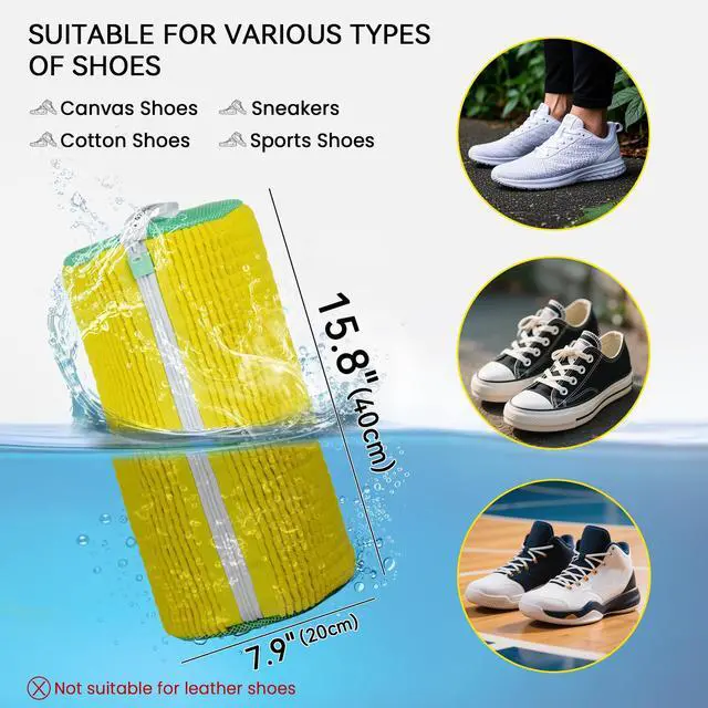 Alt view image 3 of 7 - 2Pcs Shoe Washing Machine Bag, Yellow Green