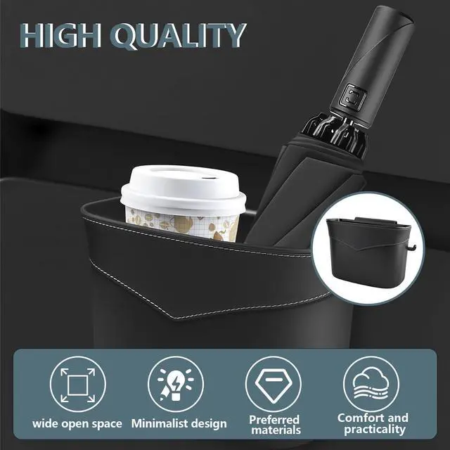 Alt view image 3 of 7 - Car Trash Can, Mini Car Trash Bin, Portable Hanging Garbage Can, Garbage Organizer with Plastic Bin Bag, Mini Umbrella Holder, Auto Ashtray, Universal Auto Trashcan for Vehicle, Home, Office