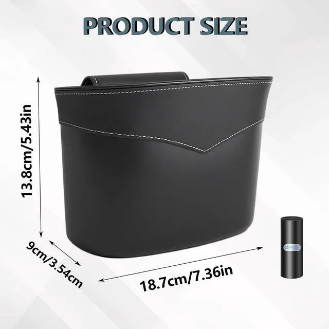 Alt view image 2 of 7 - Car Trash Can, Mini Car Trash Bin, Portable Hanging Garbage Can, Garbage Organizer with Plastic Bin Bag, Mini Umbrella Holder, Auto Ashtray, Universal Auto Trashcan for Vehicle, Home, Office
