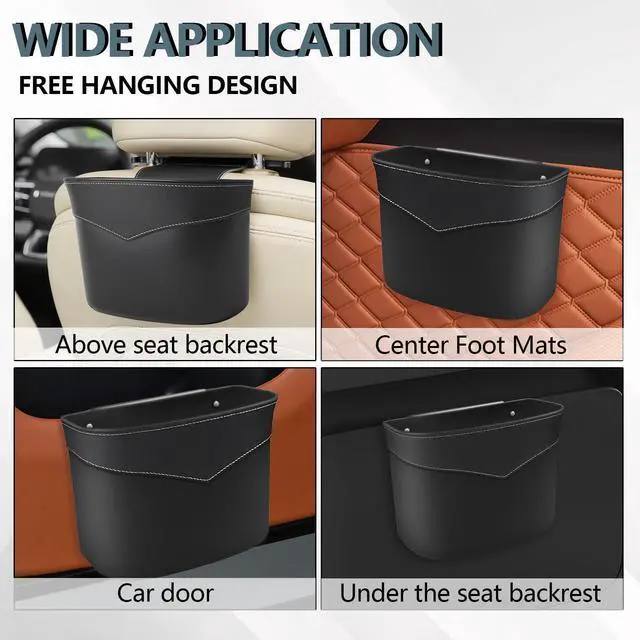 Alt view image 7 of 7 - Car Trash Can, Mini Car Trash Bin, Portable Hanging Garbage Can, Garbage Organizer with Plastic Bin Bag, Mini Umbrella Holder, Auto Ashtray, Universal Auto Trashcan for Vehicle, Home, Office