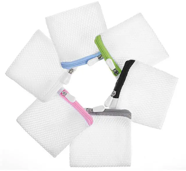 Main image of 6 Pcs Small Mesh Laundry Bag Lingerie Bags for Washing Delicates for Delicates Washing Machine Underwear Washings Bag Small Foldable Wash Bags for Home Travel White 3.9 x 4.3 Inch