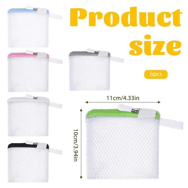 Alt view image 2 of 7 - 6 Pcs Small Mesh Laundry Bag Lingerie Bags for Washing Delicates for Delicates Washing Machine Underwear Washings Bag Small Foldable Wash Bags for Home Travel White 3.9 x 4.3 Inch