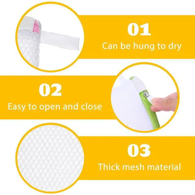 Alt view image 3 of 7 - 6 Pcs Small Mesh Laundry Bag Lingerie Bags for Washing Delicates for Delicates Washing Machine Underwear Washings Bag Small Foldable Wash Bags for Home Travel White 3.9 x 4.3 Inch