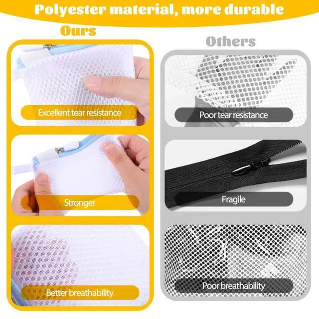 Alt view image 6 of 7 - 6 Pcs Small Mesh Laundry Bag Lingerie Bags for Washing Delicates for Delicates Washing Machine Underwear Washings Bag Small Foldable Wash Bags for Home Travel White 3.9 x 4.3 Inch