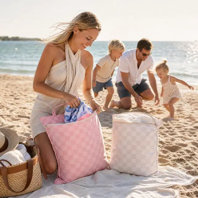 Alt view image 2 of 7 - Stylish Wet Dry Bags For Swimsuits Set of 2 - Large Waterproof Laundry Bags