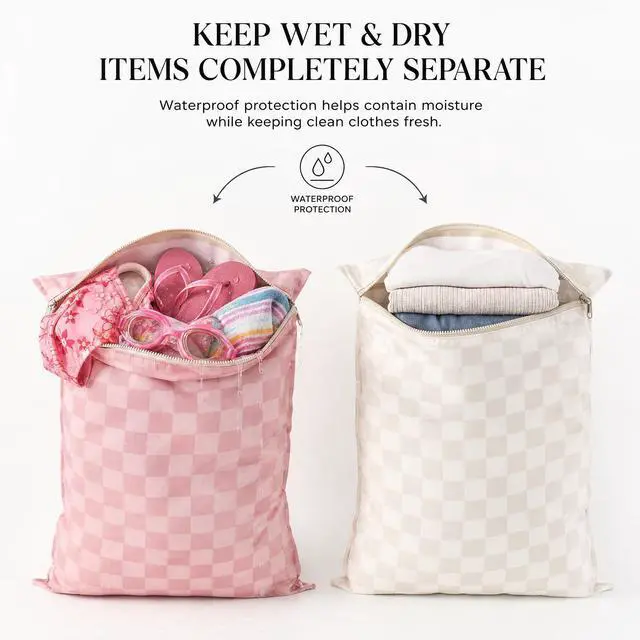 Alt view image 3 of 7 - Stylish Wet Dry Bags For Swimsuits Set of 2 - Large Waterproof Laundry Bags