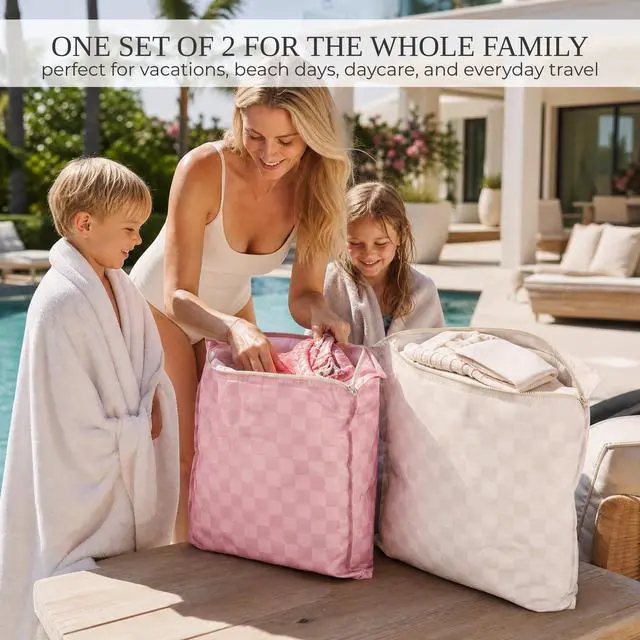 Alt view image 4 of 7 - Stylish Wet Dry Bags For Swimsuits Set of 2 - Large Waterproof Laundry Bags