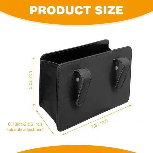 Alt view image 2 of 7 - Car Trash Can, Multi-Function Open-Top Garbage Can, Foldable Hanging Mini Cars Storage Bag Container for Auto, Leather Car Organization Bag Back Seat for Auto, SUV, Truck (Black)