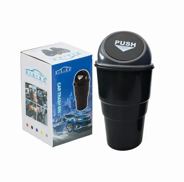 Alt view image 2 of 6 - Automotive Cup Holder Trash Can, Mini Car Garbage Can Vehicle Rubbish Bins with Lid for Car Office Home Bedroom Desk (Grey)