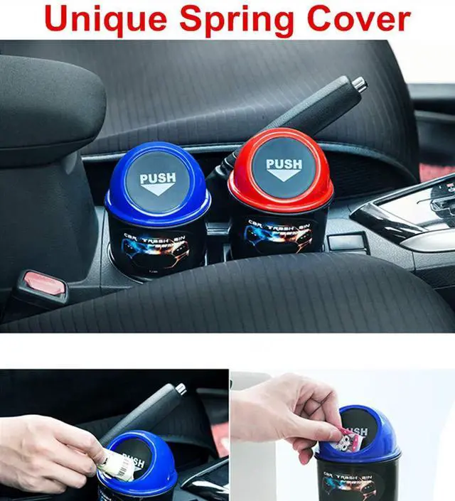 Alt view image 6 of 6 - Automotive Cup Holder Trash Can, Mini Car Garbage Can Vehicle Rubbish Bins with Lid for Car Office Home Bedroom Desk (Grey)