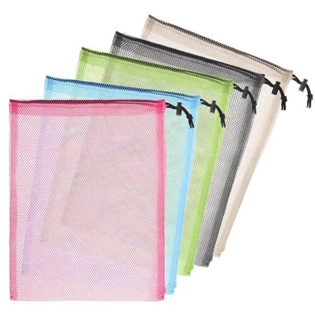 Alt view image 7 of 7 - 6 Pcs 11 x 15 Inch Nylon Mesh Drawstring Laundry Bags, Mesh Stuff Sacks with Cord Lock Closure, Breathable, Large Capacity, Multicolor for Travel, Gym, Home