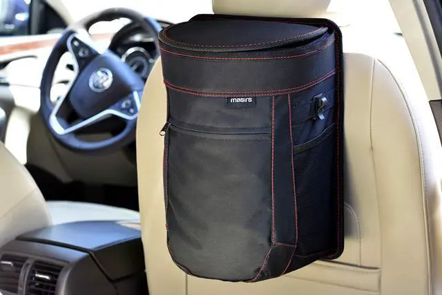 Alt view image 7 of 7 - Vehicle Trash Can - Large Removable Leakproof Garbage Bag, Fasten The Car Waste Basket to Back or Front Seat Headrest. Great Garbage Can for Car, SUV, Truck, Van or Minivan.