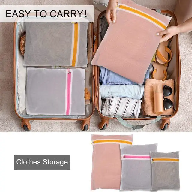 Alt view image 7 of 7 - Mesh Laundry Bags 3pcs 12 * 9 Inch Wash Bag Colorful Zipper (Small)