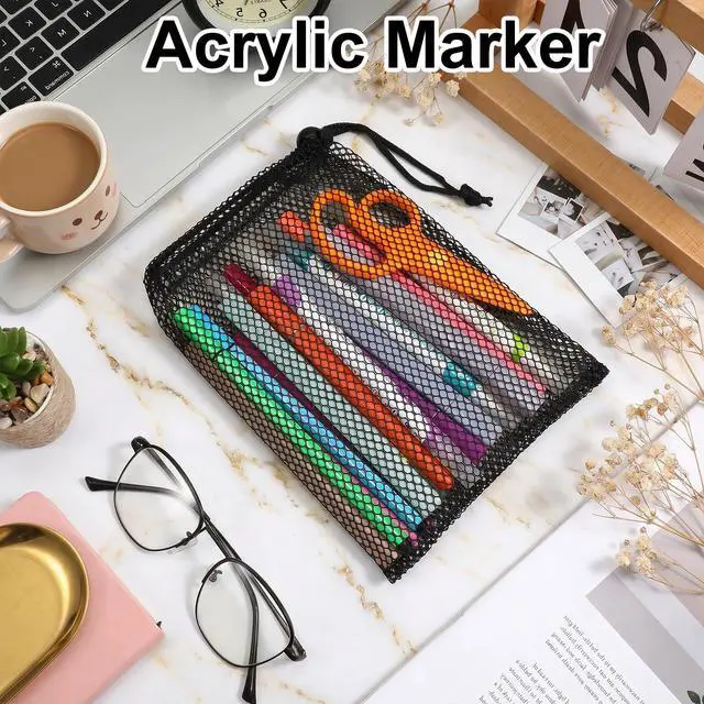 Alt view image 3 of 7 - 6 Pcs Small Mesh Drawstring Bag, 6 X 8 Inch Polyester Mesh Storage Bags Mini Net Bag Small Travel Stuff Bags for Laundry Travel Beach Toys Fruit (Black and White)