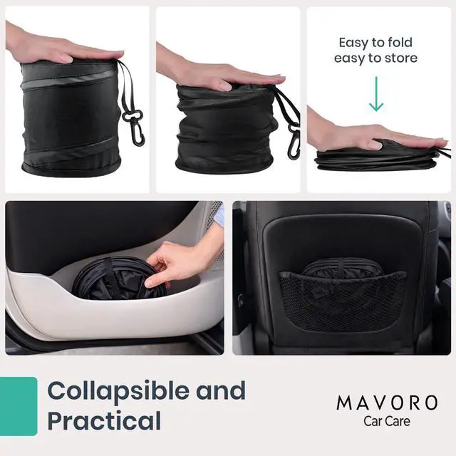 Alt view image 3 of 7 - Car Trash Can, Waterproof Collapsible Pop-Up Bin, 2 Gallon (1)