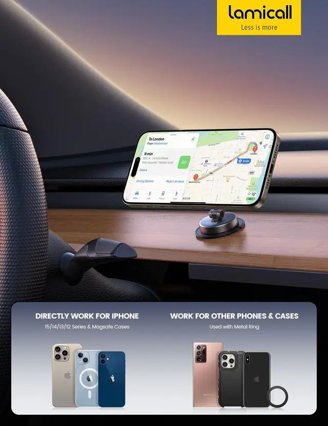 Alt view image 7 of 7 - for MagSafe Car Mount All-Metal Magnetic Phone Holder for Your Car