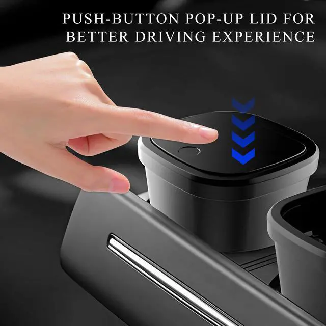 Alt view image 3 of 6 - Car Trash Can with Lid, Mini Car Cup Holder Garbage Organizer with 30 Trash Bags, Leakproof & Waterproof Garbage Can Bin for Vehicle Office Home, Universal Car Accessories