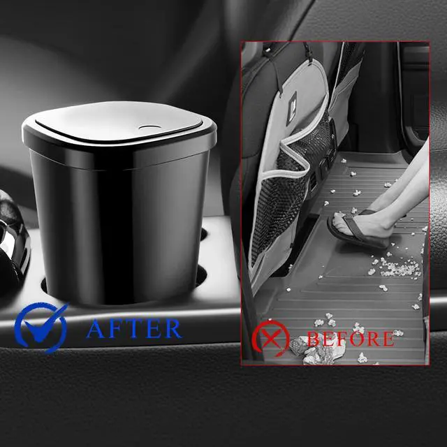 Alt view image 5 of 6 - Car Trash Can with Lid, Mini Car Cup Holder Garbage Organizer with 30 Trash Bags, Leakproof & Waterproof Garbage Can Bin for Vehicle Office Home, Universal Car Accessories