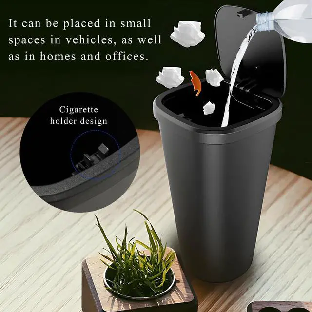Alt view image 6 of 6 - Car Trash Can with Lid, Mini Car Cup Holder Garbage Organizer with 30 Trash Bags, Leakproof & Waterproof Garbage Can Bin for Vehicle Office Home, Universal Car Accessories