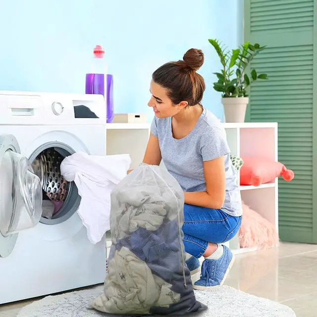 Alt view image 4 of 7 - 2-Pack Large Mesh Laundry Bag, 24x36 Inch White