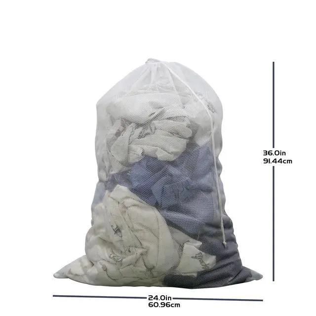 Alt view image 3 of 7 - 2-Pack Large Mesh Laundry Bag, 24x36 Inch White