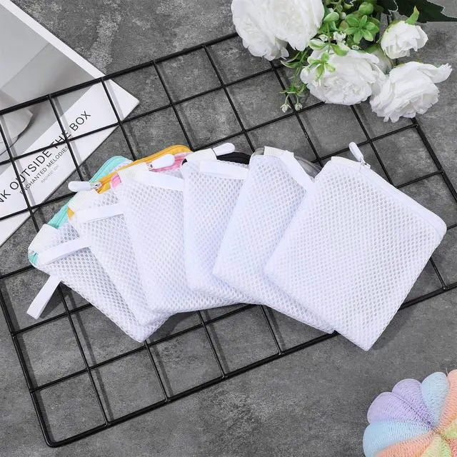 Alt view image 5 of 7 - 6 Pcs Small Mesh Laundry Bag for Delicates Lingerie Laundry Bag Sock Washing Bags for Laundries Foldable Mesh Laundries Bags Small for Travel Home Mini Washing Machine Use Colorful 5.51×4.72 Inch