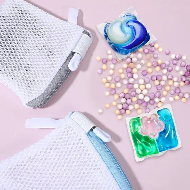 Alt view image 3 of 7 - Mini Mesh Laundry Pods Anti-Sticking Bag, 4 PCS Scent Beads Laundry Bags Mini Laundrys Pods Dissolution Protection Bag, Durable Washing Machine Wash Bags for Scented Beads Storage