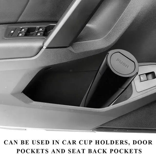 Alt view image 6 of 6 - Car Trash Can Bin with Lid, Leakproof Mini Cup Holder Garbage Bin Portable Storage Container, Multipurpose Cup Type Dustbin Interior Organizer for Vehicle Home Office (Black)