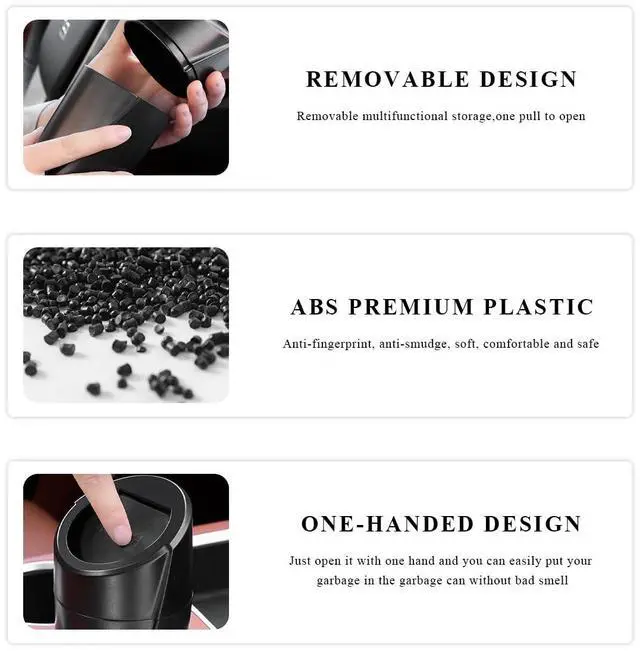 Alt view image 3 of 6 - Car Trash Can Bin with Lid, Leakproof Mini Cup Holder Garbage Bin Portable Storage Container, Multipurpose Cup Type Dustbin Interior Organizer for Vehicle Home Office (Black)