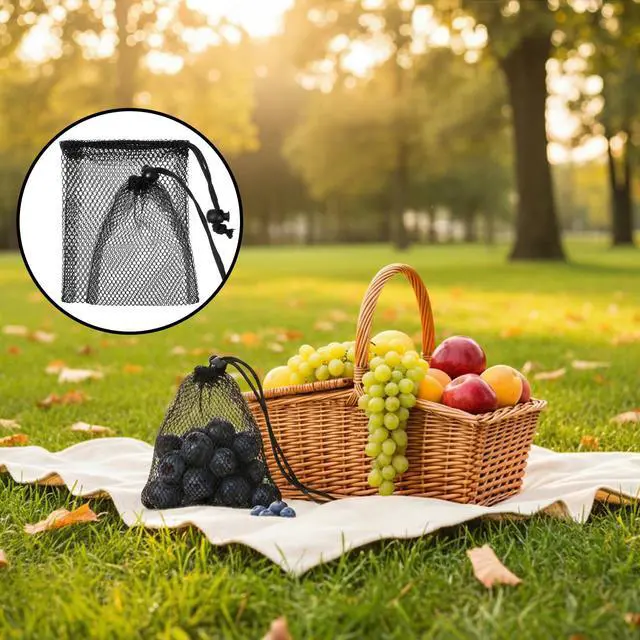 Alt view image 7 of 7 - 10pcs Small Mesh Bags Drawstring, Black Mesh Bags Drawstring, 7.8" X 5.9"Mini Nylon Net Bag with Cord Lock for Travel Laundry Stuff Organizing Storage Bag