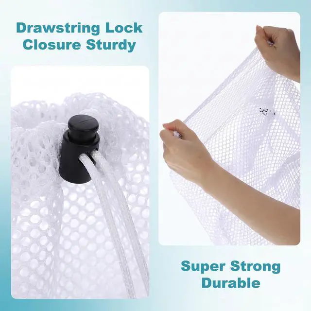 Alt view image 3 of 7 - 3 Pcs Small Mesh Laundry Bags with Drawstring, 12"×16" Travel Nylon Laundry