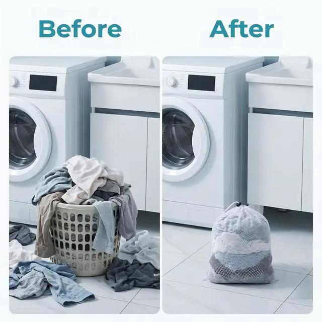 Alt view image 4 of 7 - 3 Pcs Small Mesh Laundry Bags with Drawstring, 12"×16" Travel Nylon Laundry