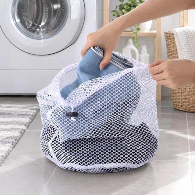 Alt view image 6 of 7 - 3 Pcs Small Mesh Laundry Bags with Drawstring, 12"×16" Travel Nylon Laundry