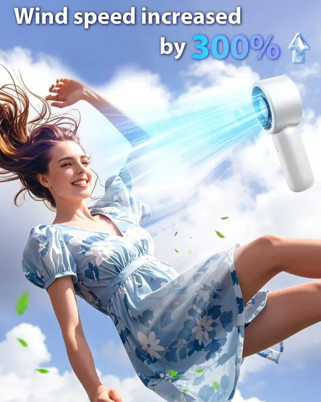 Alt view image 2 of 7 - Handheld Fan Personal Small Turbo Hand Fan Powerful, Cooling, Lanyard, USB Rechargeable, 5 Speeds, Makeup, Gifts for Women Men, Kid, Mom, Hot Summer, Travel, Sports, Wedding Use