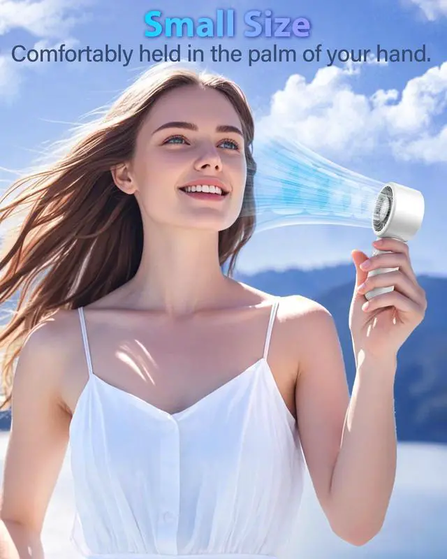 Alt view image 5 of 7 - Handheld Fan Personal Small Turbo Hand Fan Powerful, Cooling, Lanyard, USB Rechargeable, 5 Speeds, Makeup, Gifts for Women Men, Kid, Mom, Hot Summer, Travel, Sports, Wedding Use