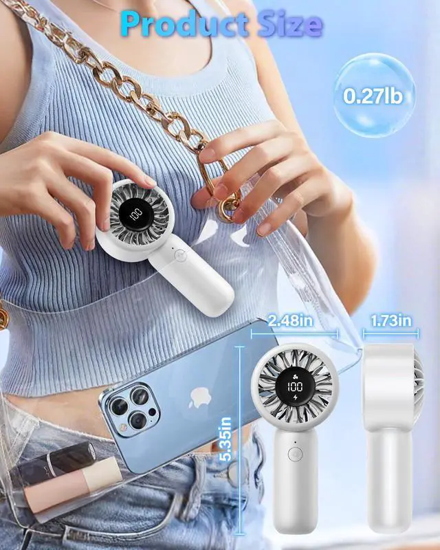 Alt view image 6 of 7 - Handheld Fan Personal Small Turbo Hand Fan Powerful, Cooling, Lanyard, USB Rechargeable, 5 Speeds, Makeup, Gifts for Women Men, Kid, Mom, Hot Summer, Travel, Sports, Wedding Use