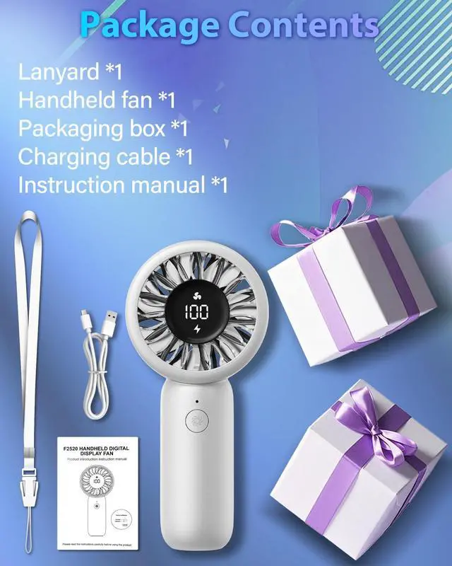 Alt view image 7 of 7 - Handheld Fan Personal Small Turbo Hand Fan Powerful, Cooling, Lanyard, USB Rechargeable, 5 Speeds, Makeup, Gifts for Women Men, Kid, Mom, Hot Summer, Travel, Sports, Wedding Use