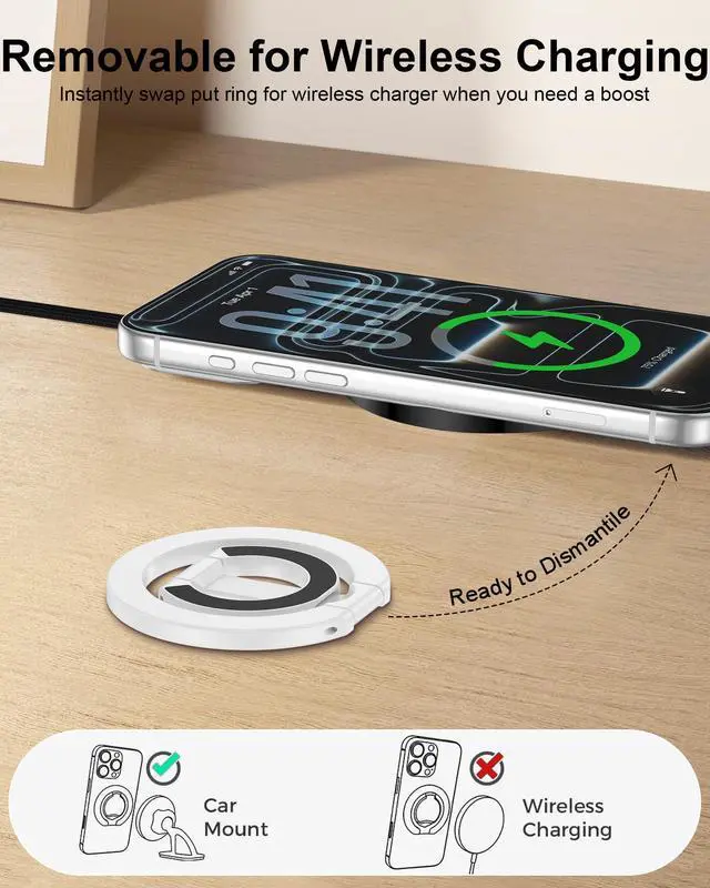 Alt view image 4 of 7 - Magnetic Phone Ring Holder for iPhone 17 Pro Max/17Pro/Air/17/16 Pro/15/14