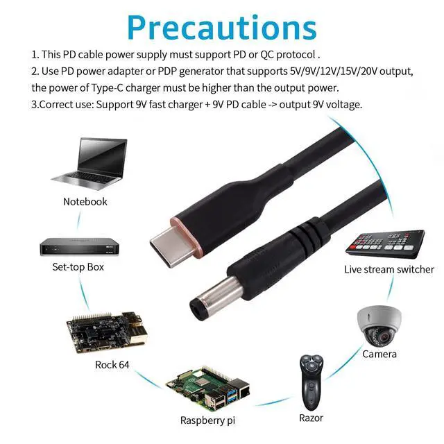Alt view image 5 of 7 - MagicConn SH-CP09A USB Type C PD to DC Power Cable-9V