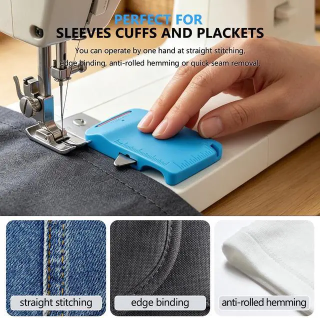 Alt view image 5 of 7 - 2 Pack Magnetic Seam Guide for Sewing Machine Sleeve Tool, Built-in Seam Ripper and Edge Guide, Sewing Guides for Straight Stitching, Sewing Supplie Accessories
