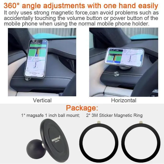 Alt view image 5 of 7 - Magnetic Phone Holder Base with B Size 1 inch Ball for Magsafe iPhone 17/16/15/14/13/12 Compatible with RAM mounts B Size Double Socket Arm Magnetic Ball Phone Holder for Car