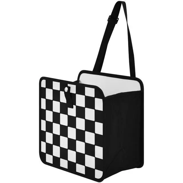 Alt view image 3 of 7 - Car Trash Can Car Organizer Car Garbage Can with Adjustable Strap for Back Front Seat Console Waterproof Leakproof Collapsible Portable 11 Inch Checkerboard