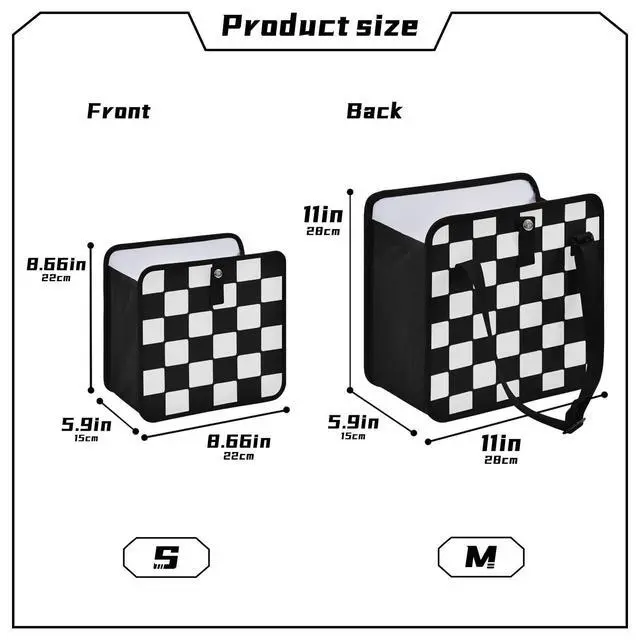 Alt view image 4 of 7 - Car Trash Can Car Organizer Car Garbage Can with Adjustable Strap for Back Front Seat Console Waterproof Leakproof Collapsible Portable 11 Inch Checkerboard