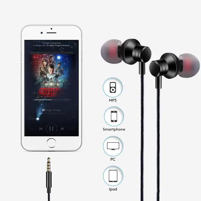 Alt view image 3 of 7 - Wired Earbuds Headphones with Microphone Stereo Bass Earphones Noise Isolation in-Ear Headset Compatible with All Smartphones Tablets iPod IPad MP3 Player That with 3.5 mm Interface(Black)