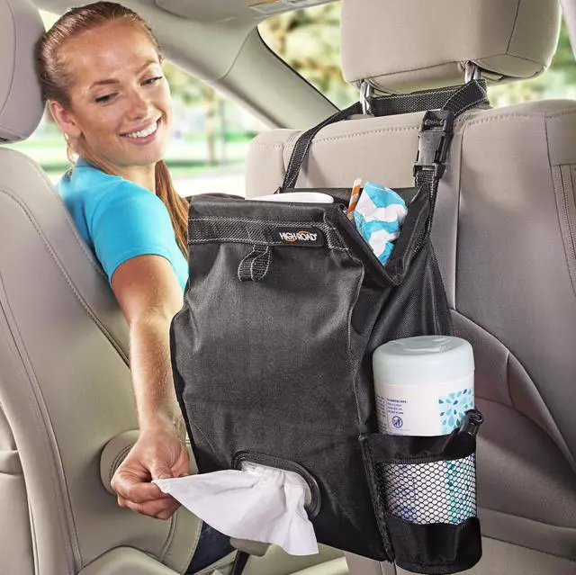 Main image of Car Trash Can and Tissue Holder, Hanging Trash Bag Seat Organizer