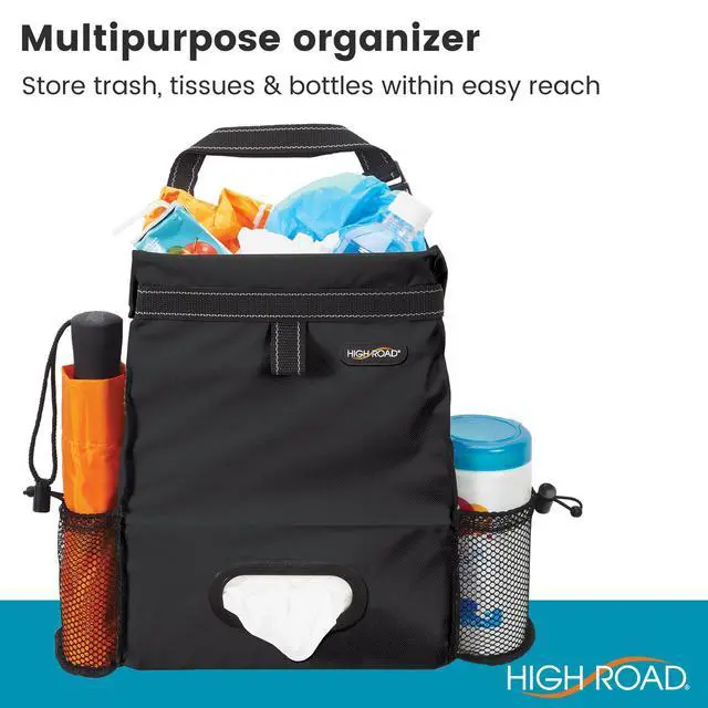 Alt view image 2 of 7 - Car Trash Can and Tissue Holder, Hanging Trash Bag Seat Organizer