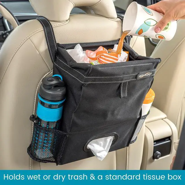 Alt view image 3 of 7 - Car Trash Can and Tissue Holder, Hanging Trash Bag Seat Organizer