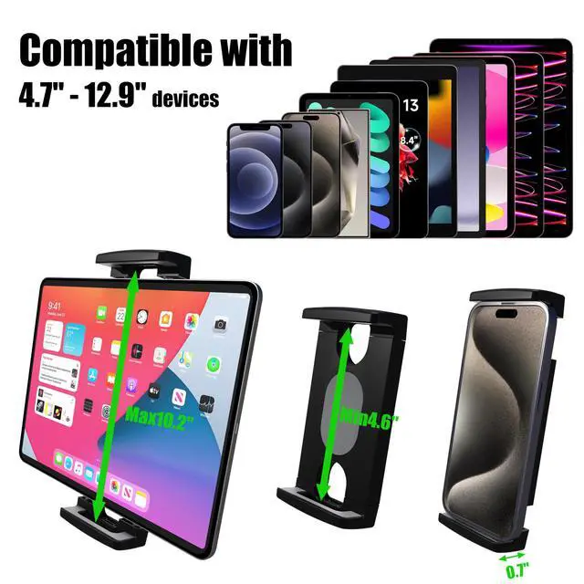 Alt view image 4 of 7 - Magnetic Tablet Holder Fridge Tablet Mount for Cabinet Whiteboard Gym Warehouse and More fits 4.7-12.9 inch Phones and Tablets, 360°Adjustable 3.5" Magnetic Base