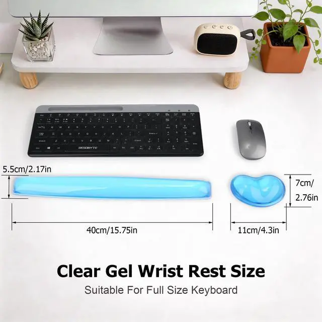 Alt view image 6 of 6 - Gel Keyboard & Mouse Wrist Rest Set - Keyboard Wrist Rest Pad & Mouse Support for Office Gaming Pad Computer Laptop Ergonomic Comfortable Pain Relief- Blue Pad Set