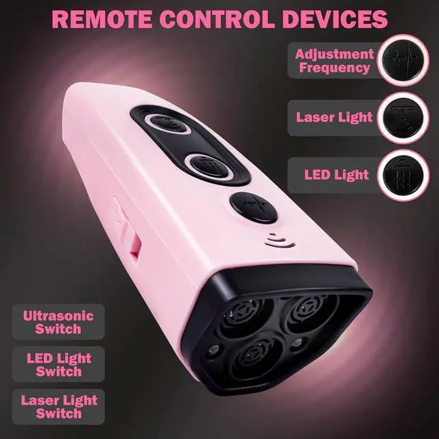 Alt view image 7 of 7 - Anti Barking Device for Dogs, 3X Ultrasonic Dog Bark Deterrent Devices to Stop Own or Neighbor's Dog Barking, 5 Modes 35FT Range, Safe for Dogs Training, Bark Control Indoor Outdoor, Pink